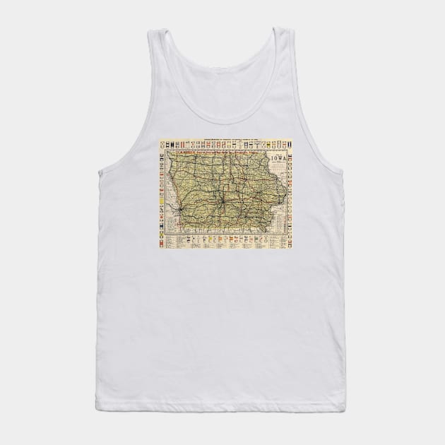 Vintage Iowa Automobile Map (1919) Tank Top by Bravuramedia